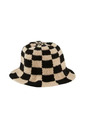 Anna Knitted Bucket hat - Beige/Black