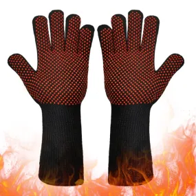 1 Pair High Temperature Resistant Silicone BBQ Gloves  Anti-Scalding Gloves(Full Dots Red)