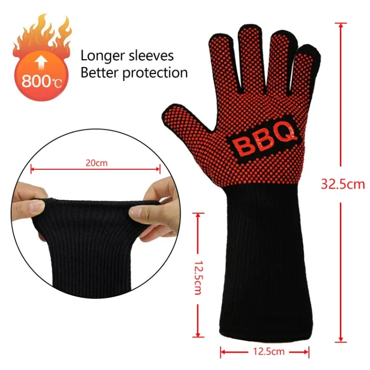 1 Pair High Temperature Resistant Silicone BBQ Gloves  Anti-Scalding Gloves(Full Dots Red)