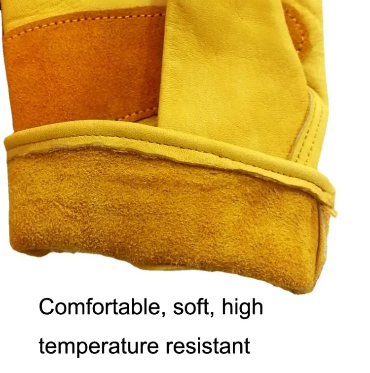 1 Pair JJ-1004 Outdoor Garden Welding Genuine Leather Labor Safety Gloves, Size: XL(Yellow)