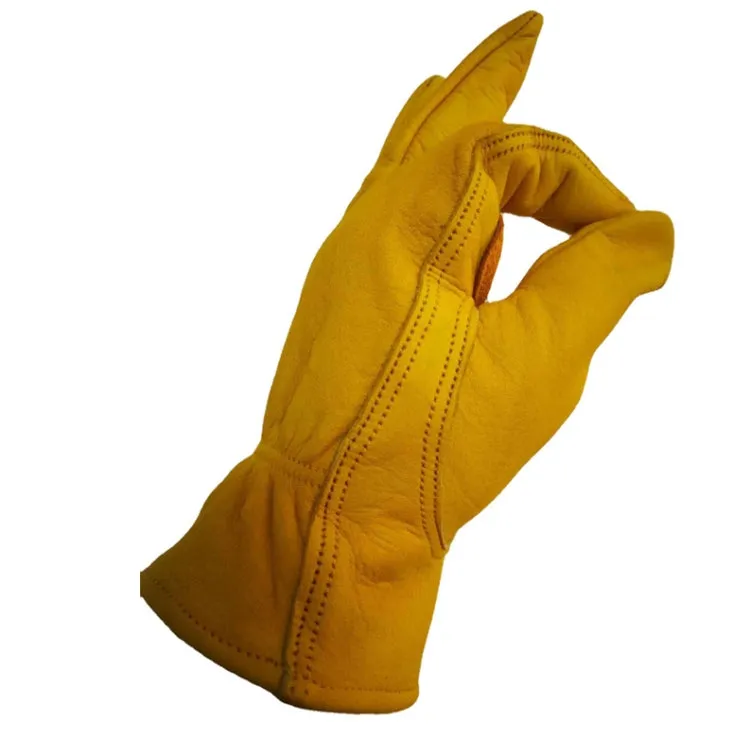 1 Pair JJ-1004 Outdoor Garden Welding Genuine Leather Labor Safety Gloves, Size: XL(Yellow)