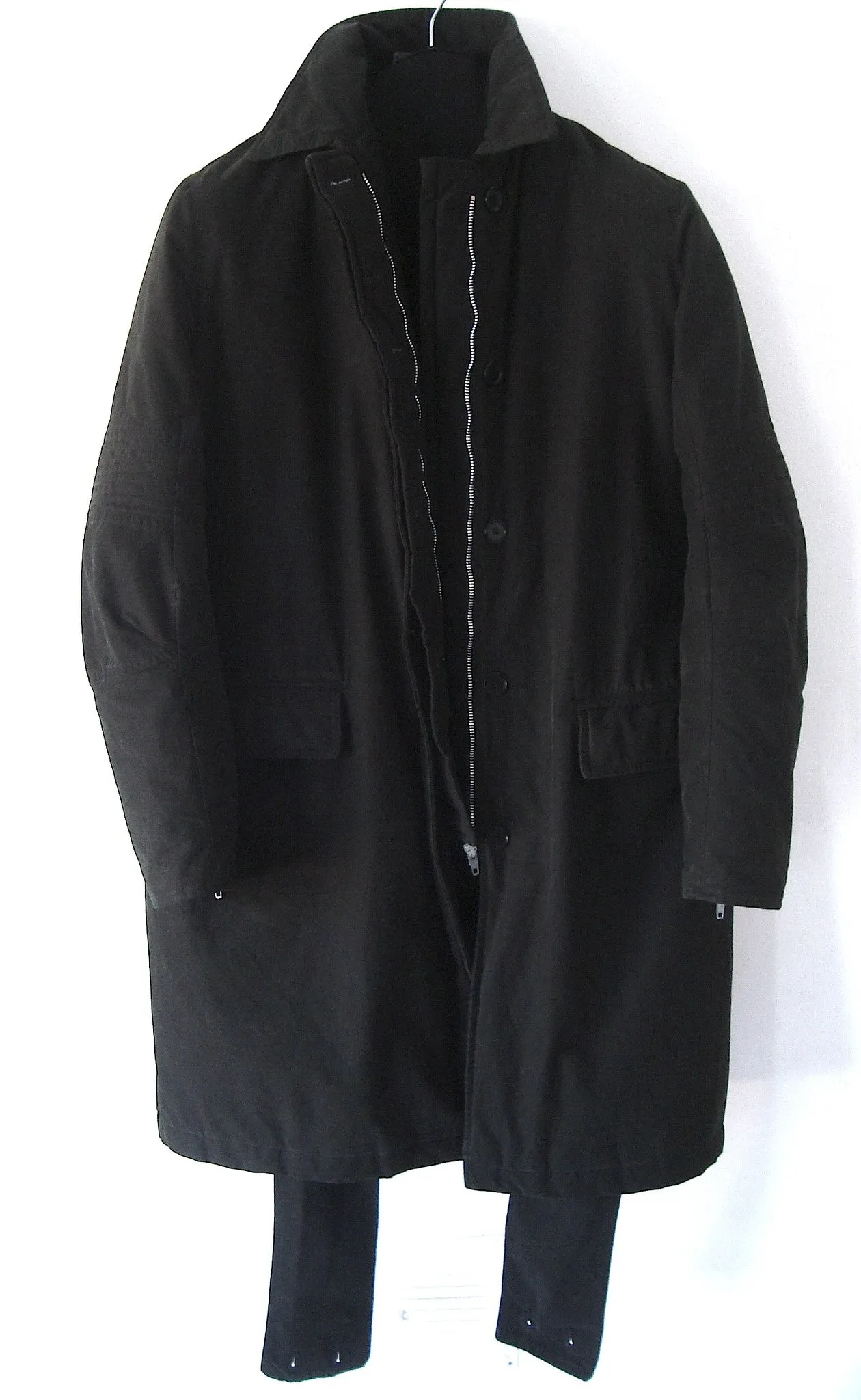 1999 Resinated Cotton Padded Biker Coat with Bondage Straps