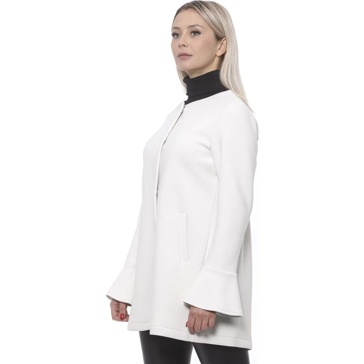 19V69 Italia Elegant White Neoprene Woman Coat