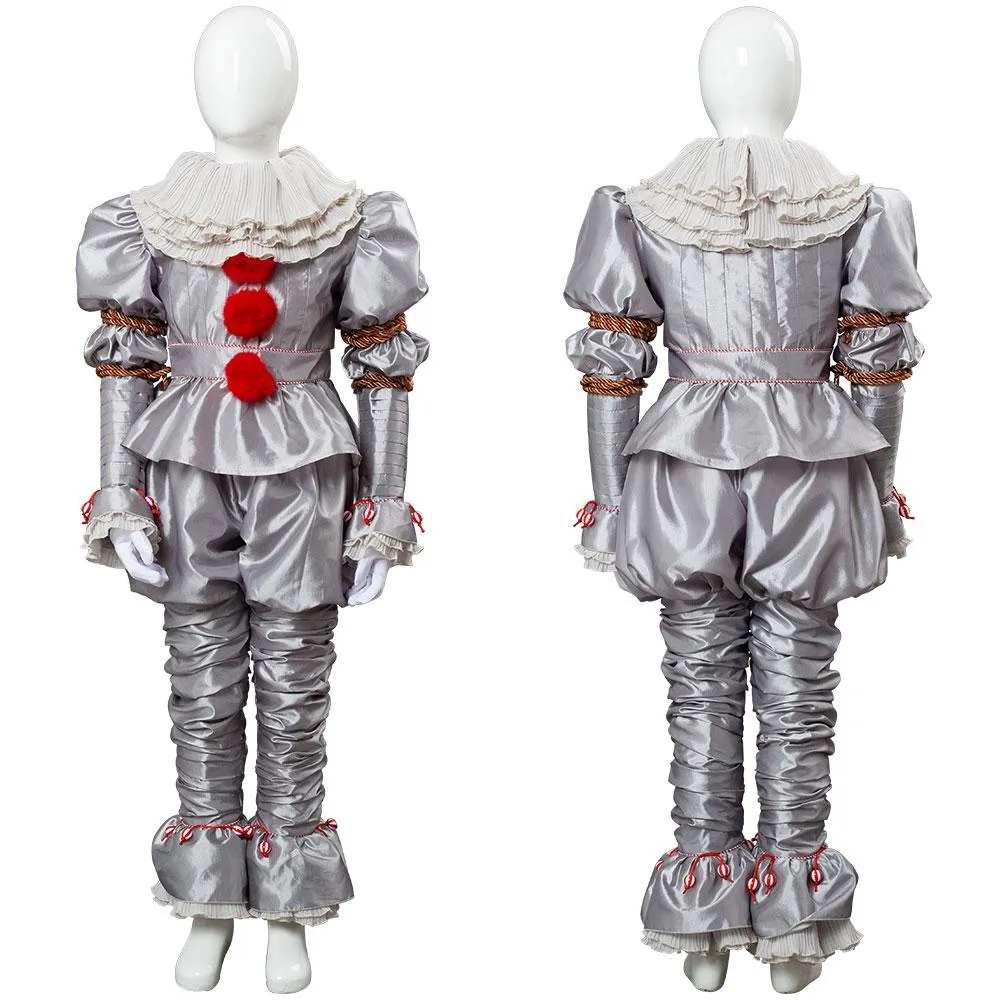 2019 IT 2 Pennywise The Clown Outfit Suit Halloween Cosplay Costume for Kids Children