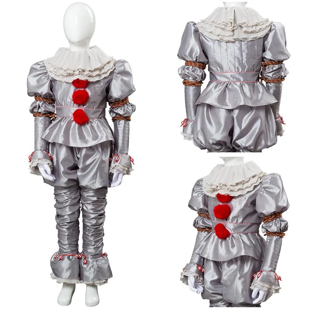 2019 IT 2 Pennywise The Clown Outfit Suit Halloween Cosplay Costume for Kids Children