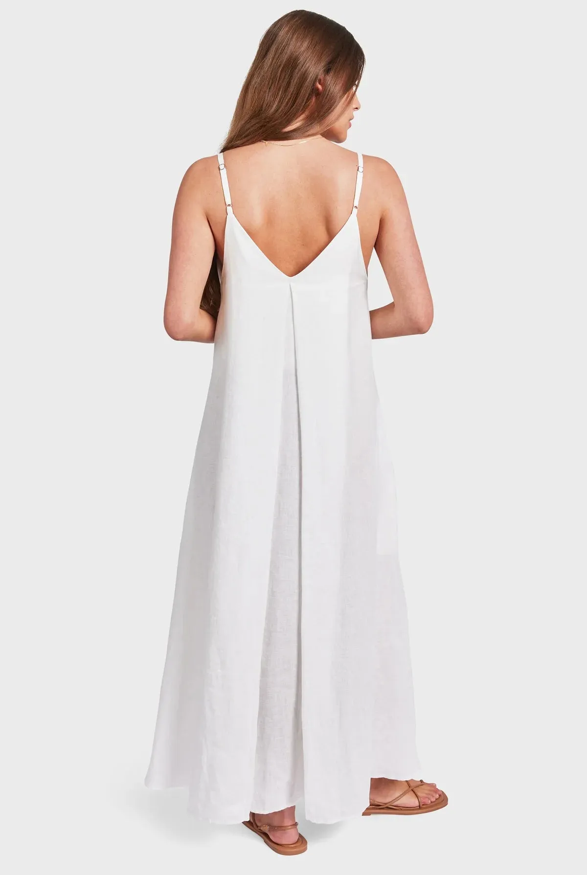 ACADEMY BRAND -  Hampton Linen Slip Dress - White