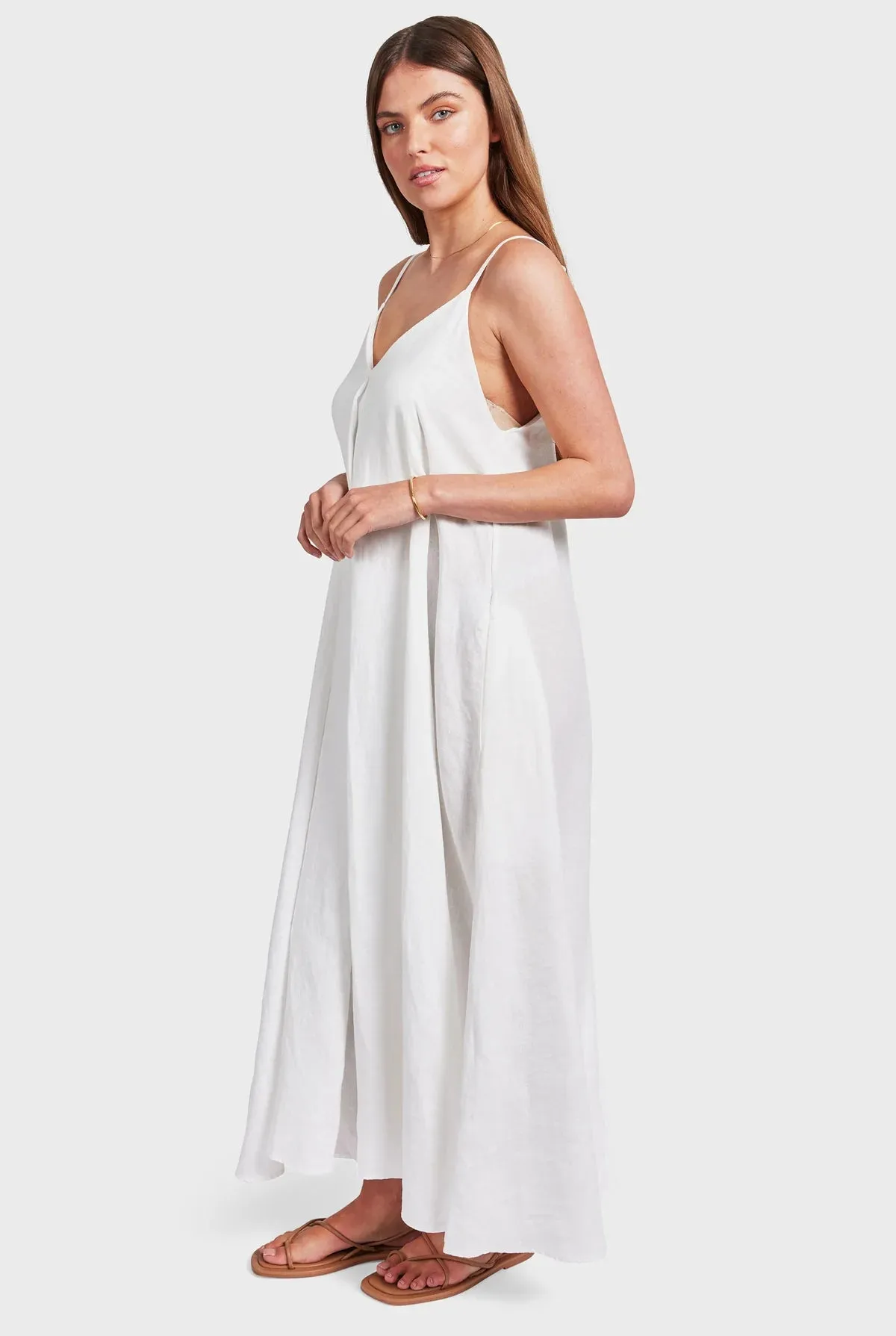 ACADEMY BRAND -  Hampton Linen Slip Dress - White