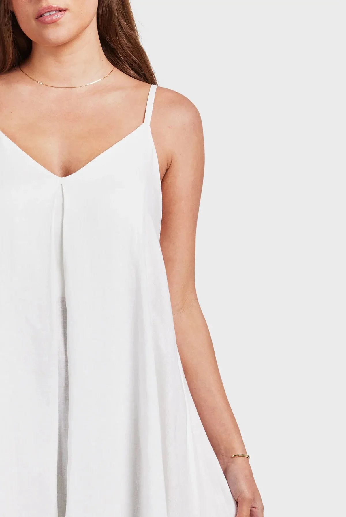 ACADEMY BRAND -  Hampton Linen Slip Dress - White