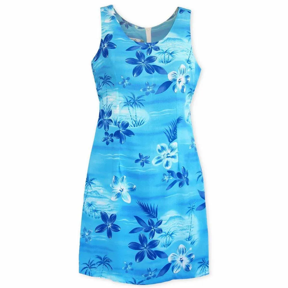 Aurora Blue Short Hawaiian Tank Dress