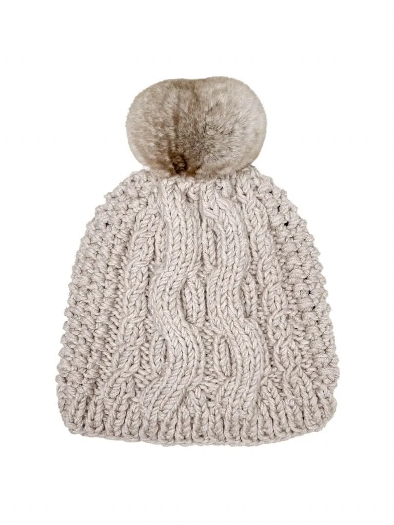 Beige Chinchilla Fur Beanie