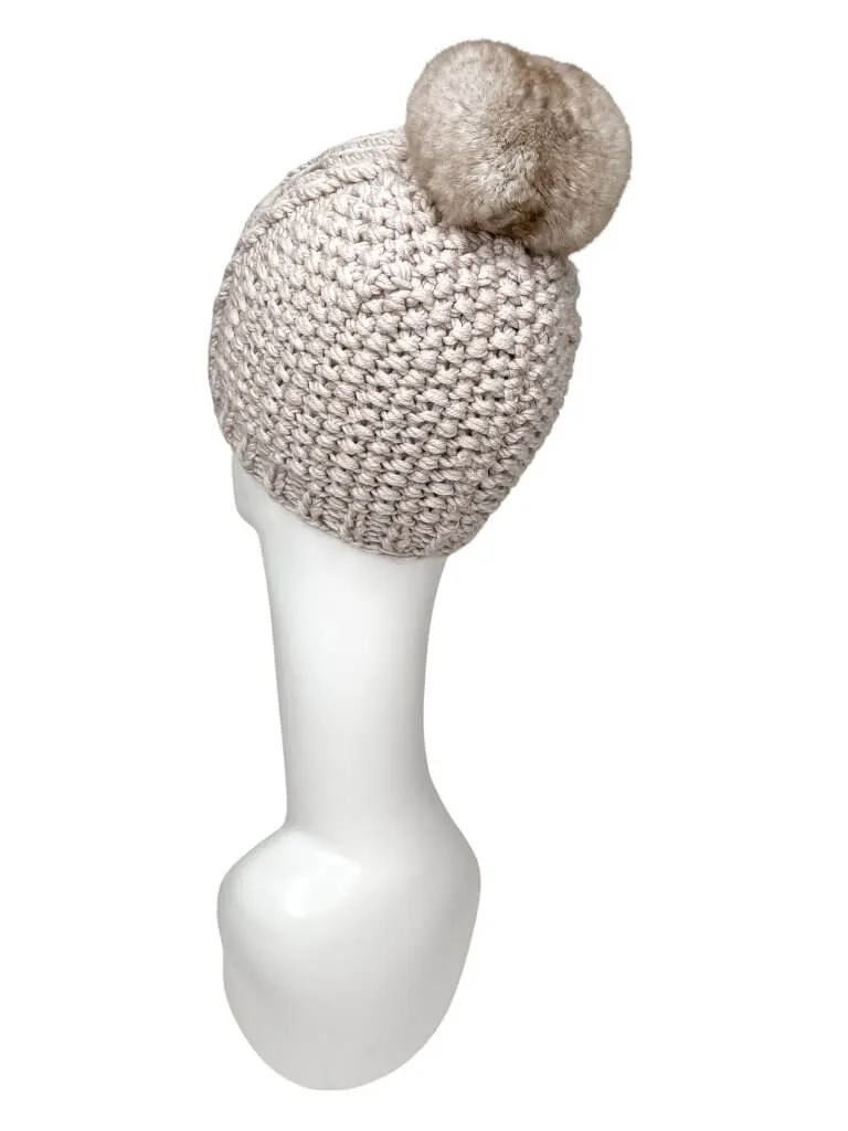 Beige Chinchilla Fur Beanie