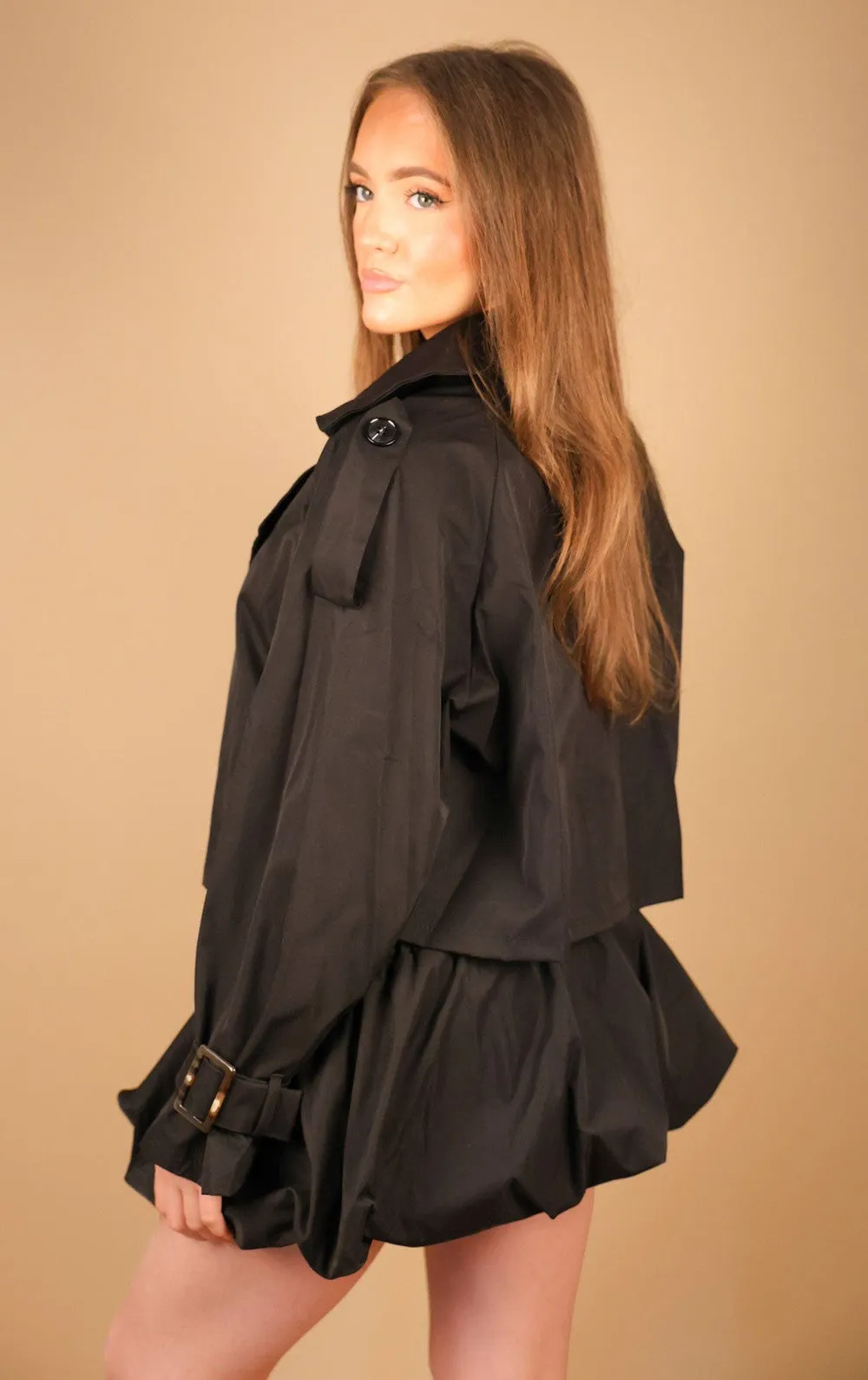 Black Cropped Trench Jacket