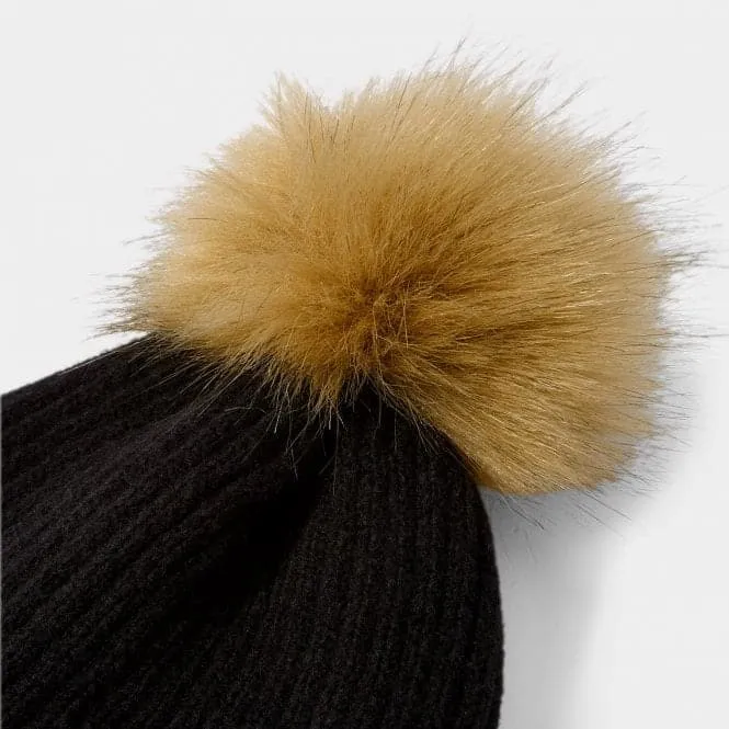 Black Faux Fur Hat KLS536