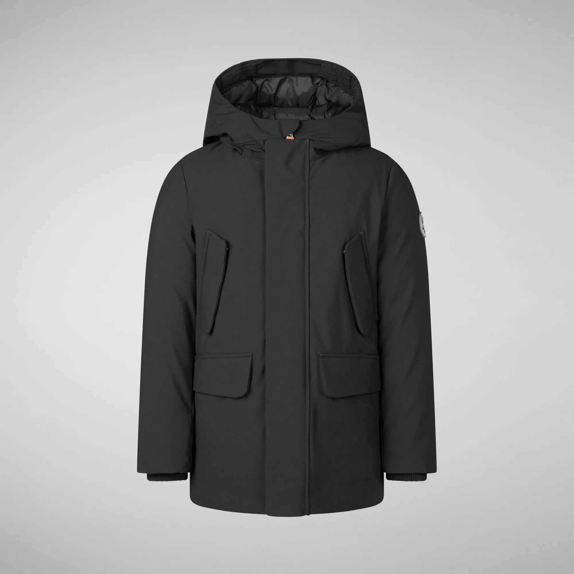 Boys' hooded parka Theo in black