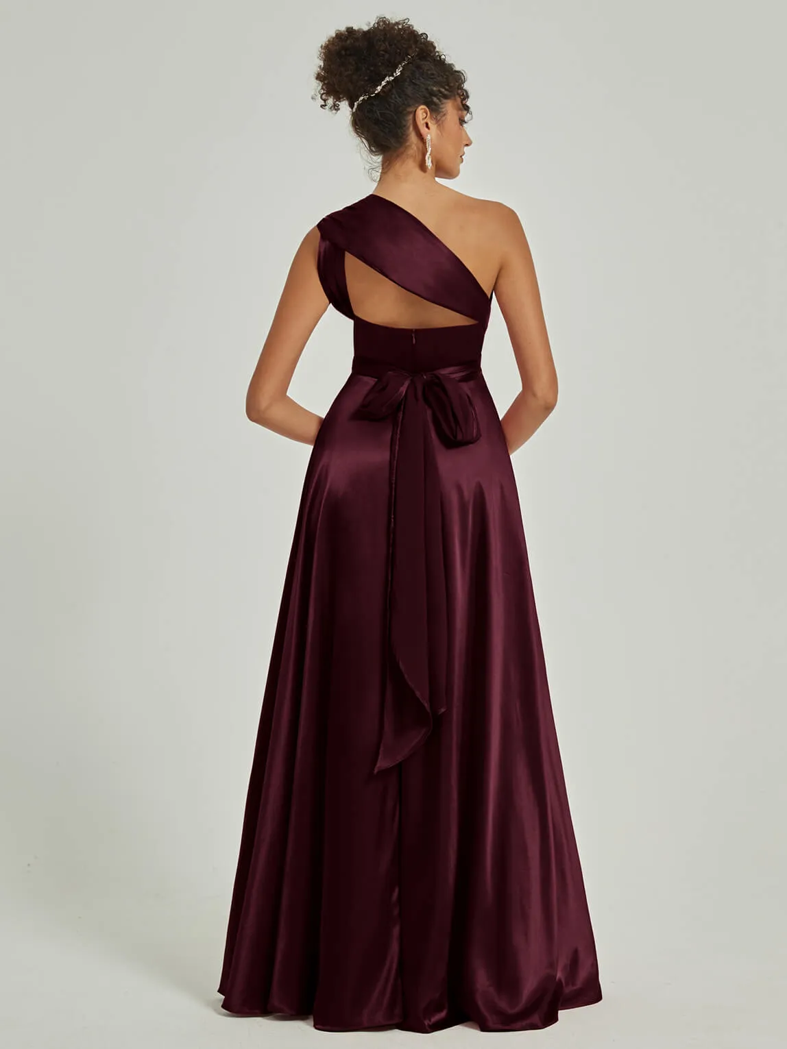 Cabernet Satin Convertible Bridesmaid Dress Multi Ways Wrap A-Line Gowns