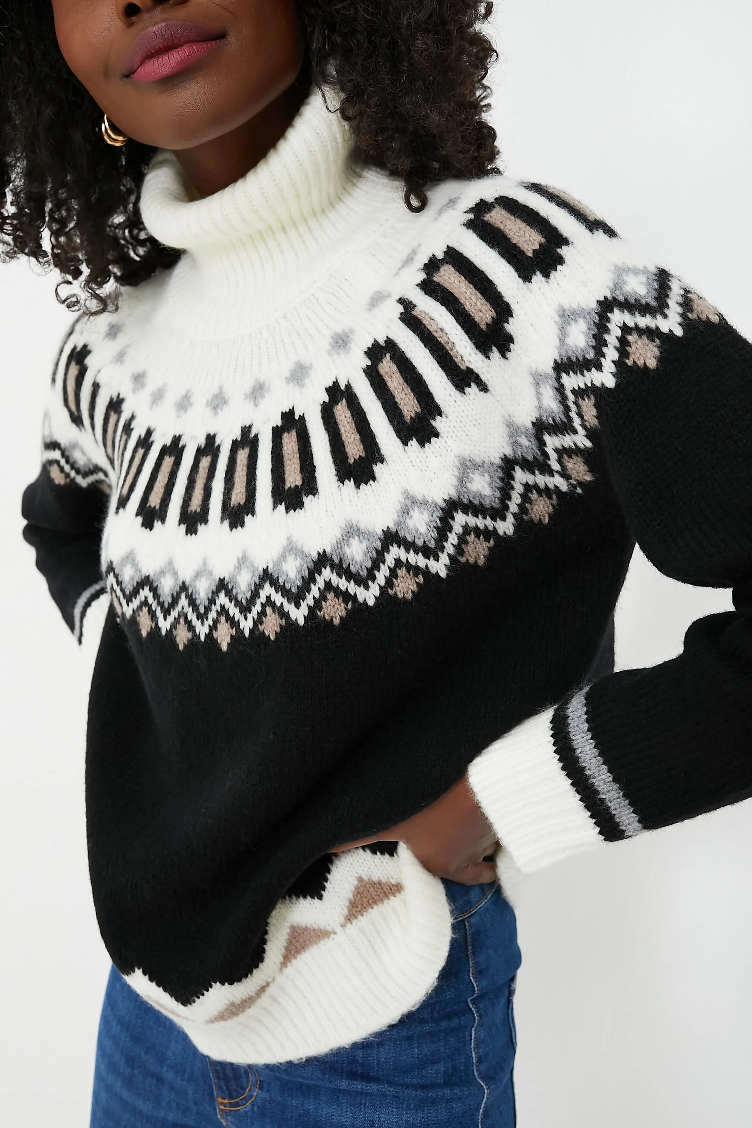 Charcoal and Cream Fair Isle Cardiff Sweater