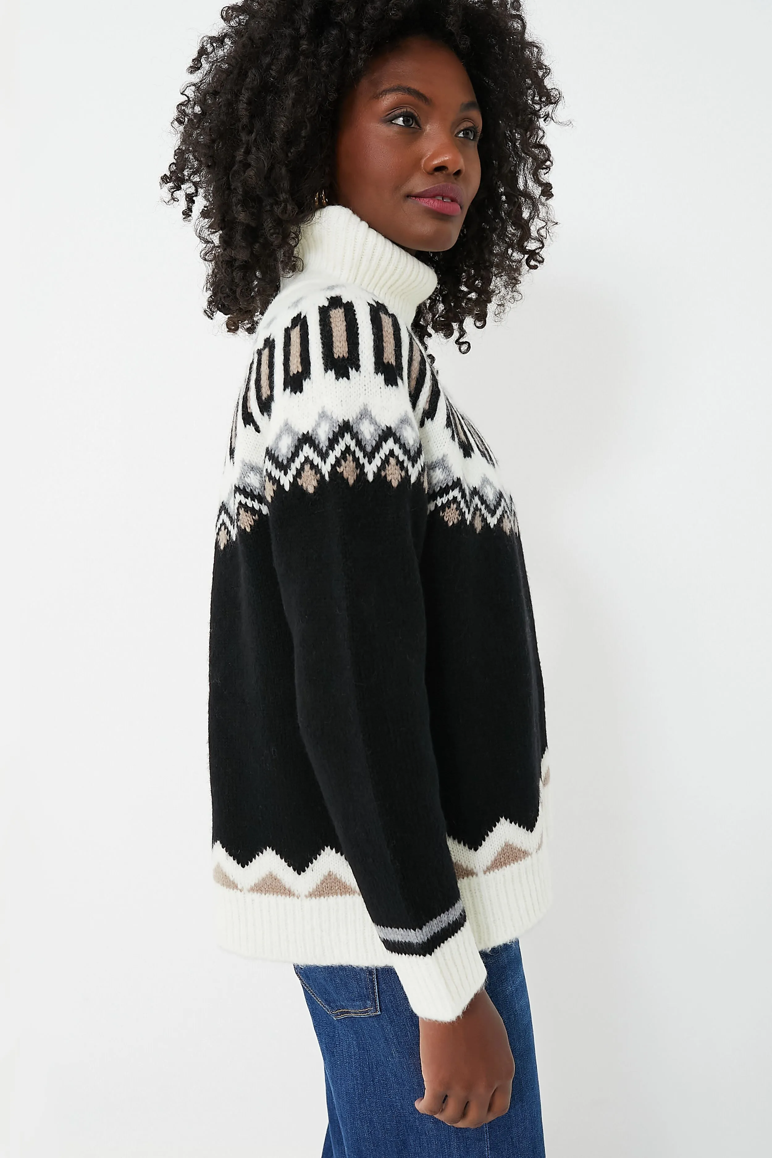 Charcoal and Cream Fair Isle Cardiff Sweater