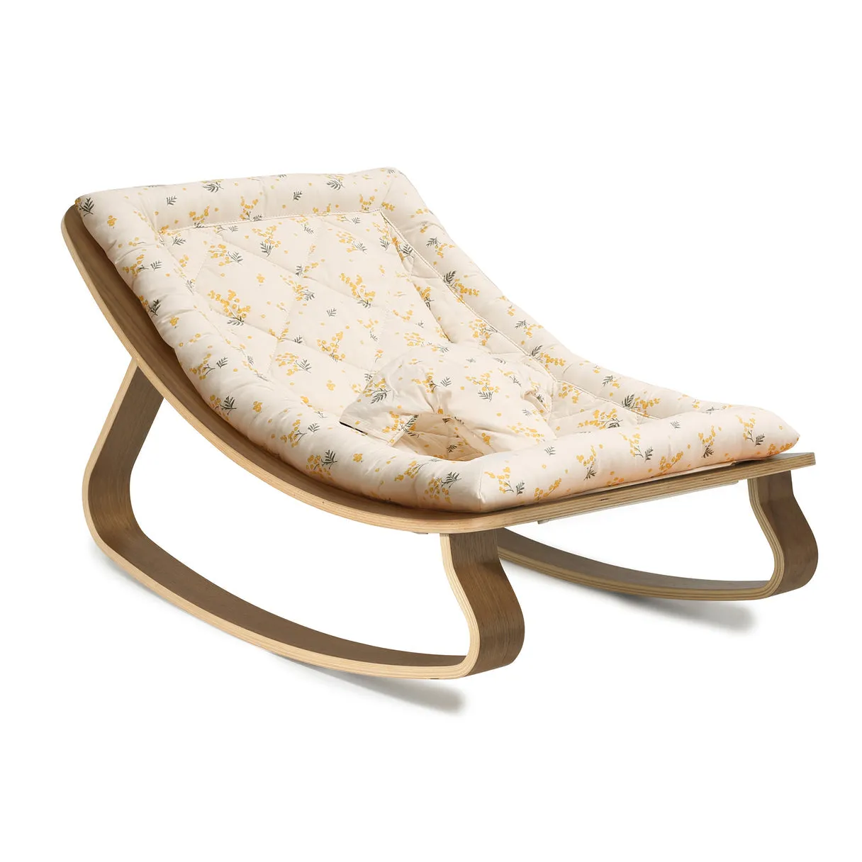 Charlie Crane Levo Baby Rocker in Walnut with Mimosa Cushion