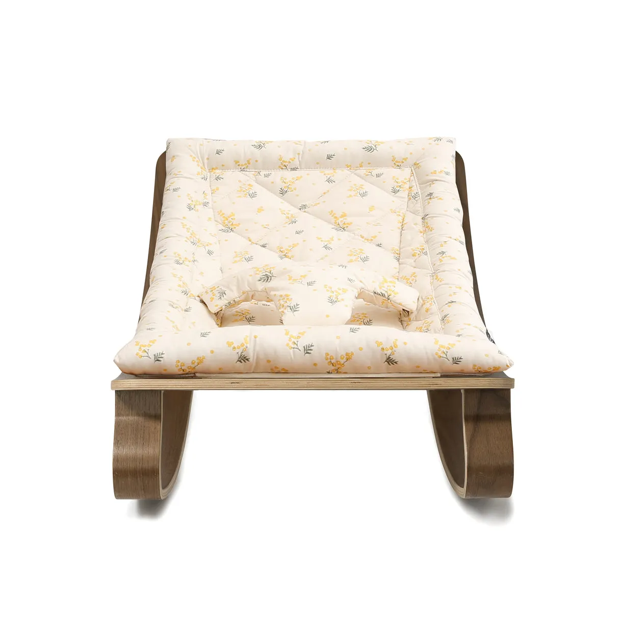 Charlie Crane Levo Baby Rocker in Walnut with Mimosa Cushion