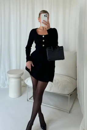 Charlotte black square neck knit dress