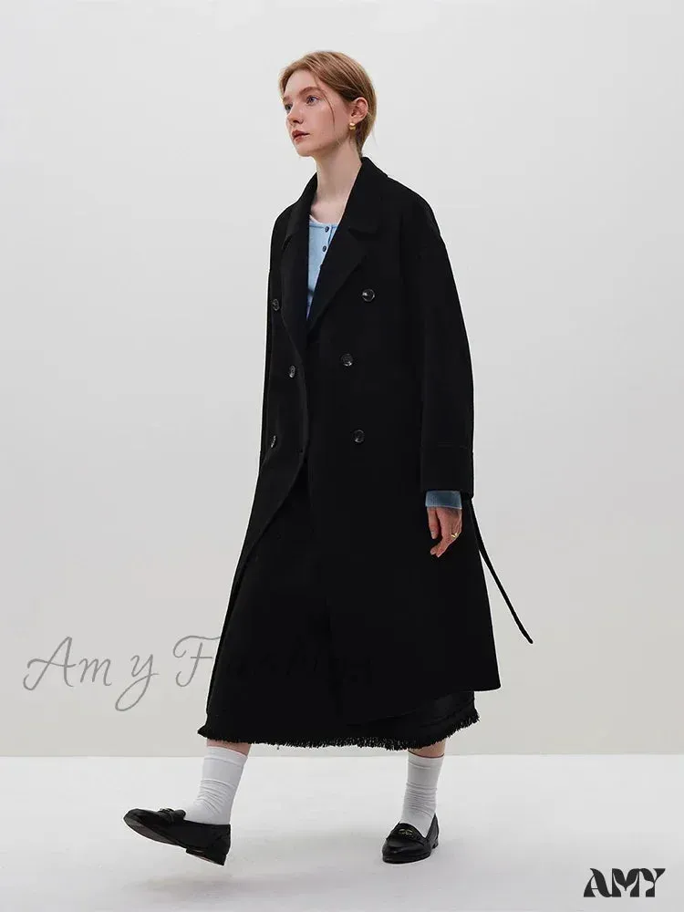 Classic Elegant Floating Long Woolen High-end Double-Breasted New Female Coat