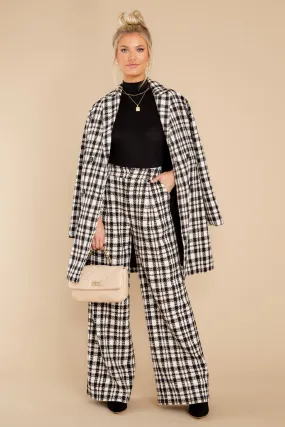 Classically Chic Black And White Plaid Coat