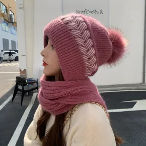 Cozy Hooded Scarf with Coldproof Beanie for Women  Girls