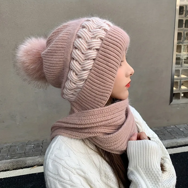 Cozy Hooded Scarf with Coldproof Beanie for Women  Girls