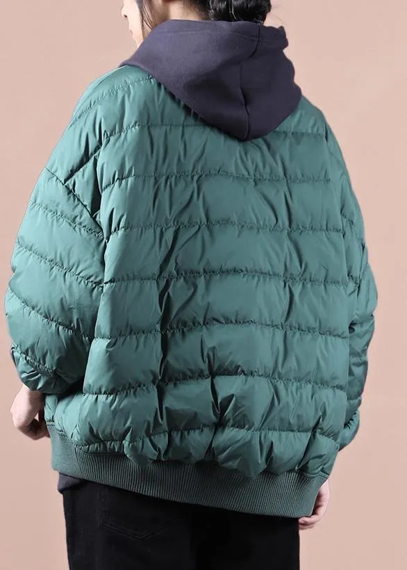 Elegant green down coat winter plus size down jacket Large pockets Elegant Jackets