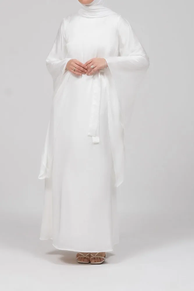 Eternal Ivory Satin Kimono Sleeve Nikah Maxi Dress