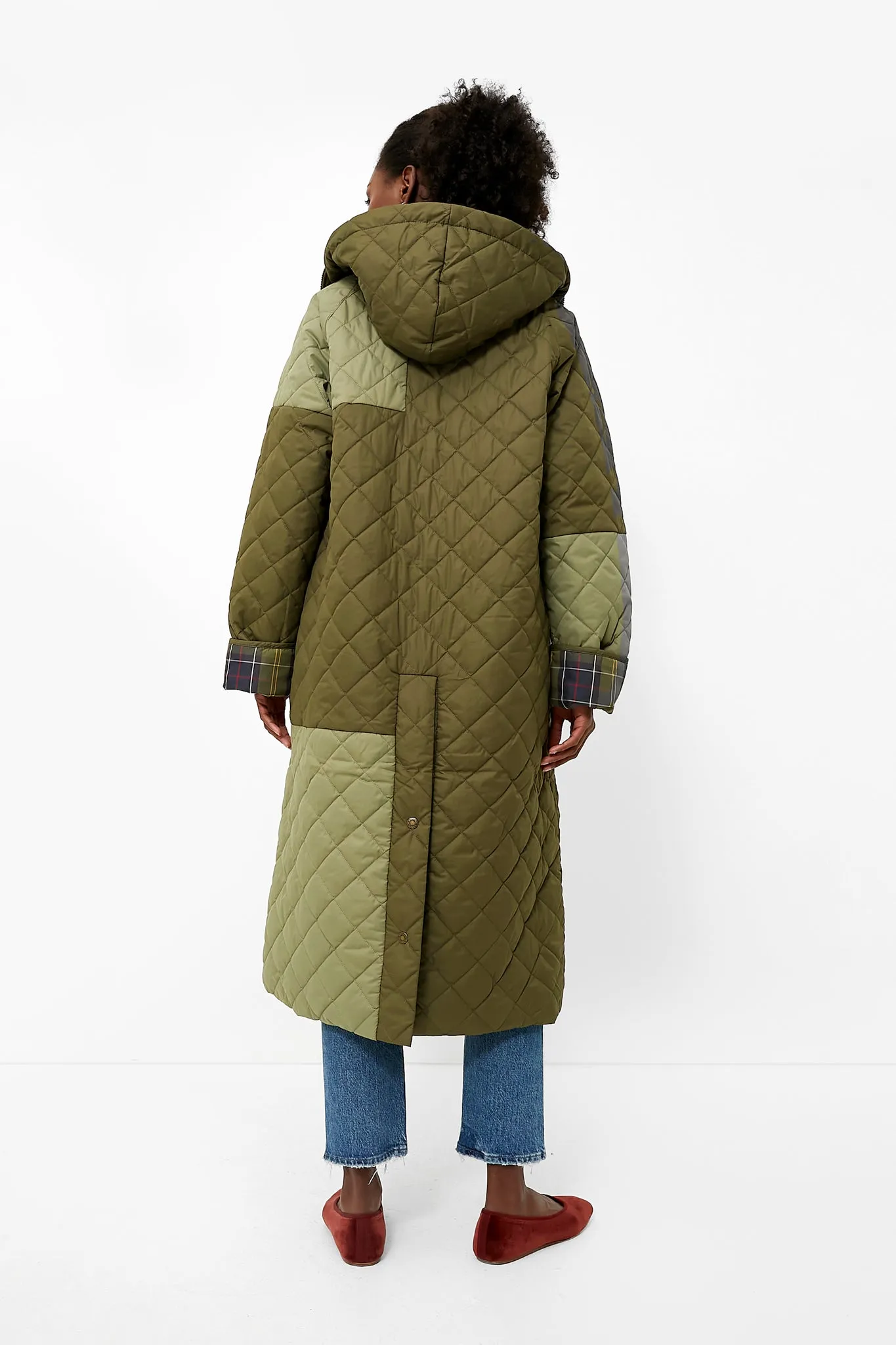 Fern Light Moss Barbour Ganni Quilted Burghley Jacket