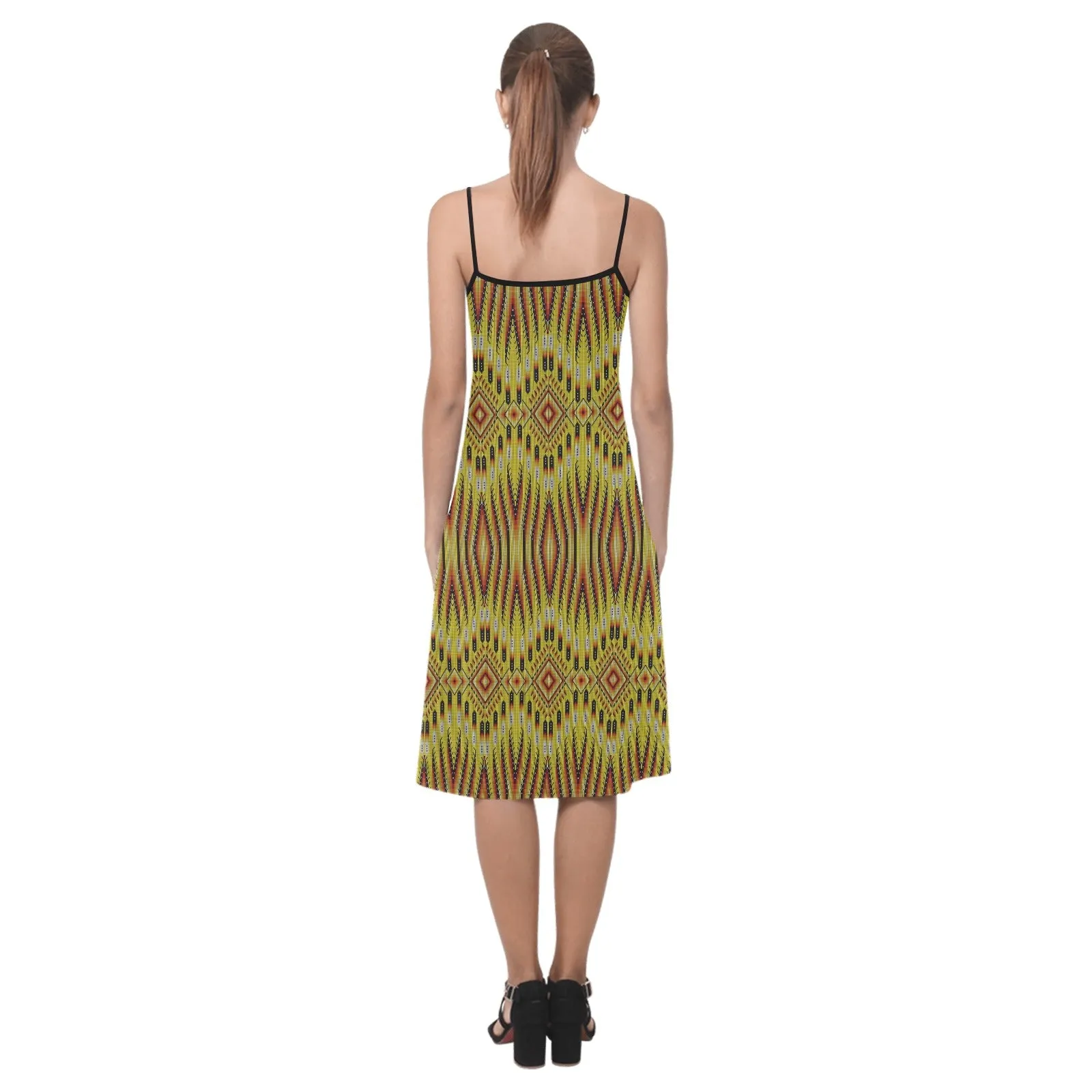 Fire Feather Yellow Alcestis Slip Dress