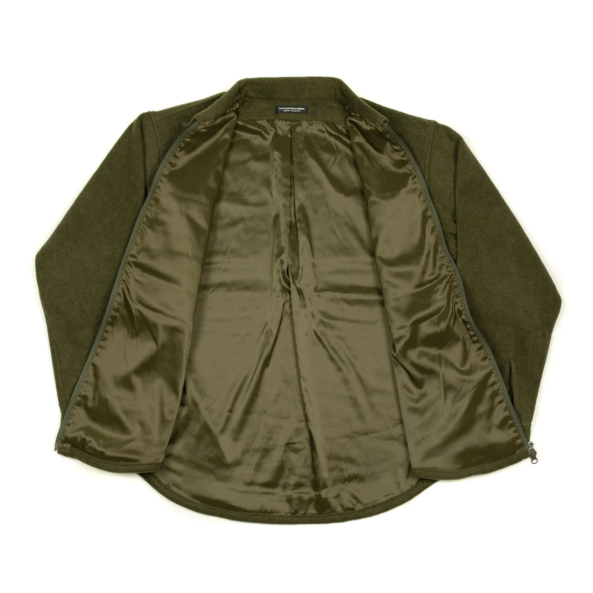 Fleece zip shirt jacket in olive poly