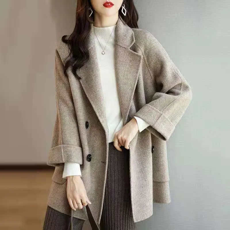 Flytonn-Fall Outfits Women Outwear Streetwear -women's outerwear women's coat Autumn and Winter Fashion Leisure Thin and Versatile Wool Coat