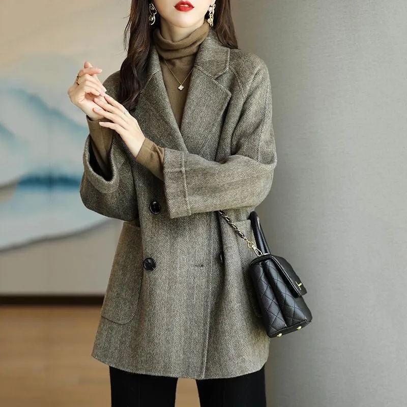 Flytonn-Fall Outfits Women Outwear Streetwear -women's outerwear women's coat Autumn and Winter Fashion Leisure Thin and Versatile Wool Coat