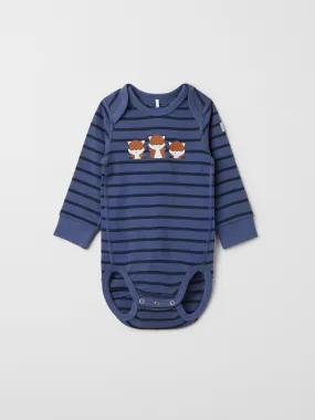 Fox Print Striped Babygrow