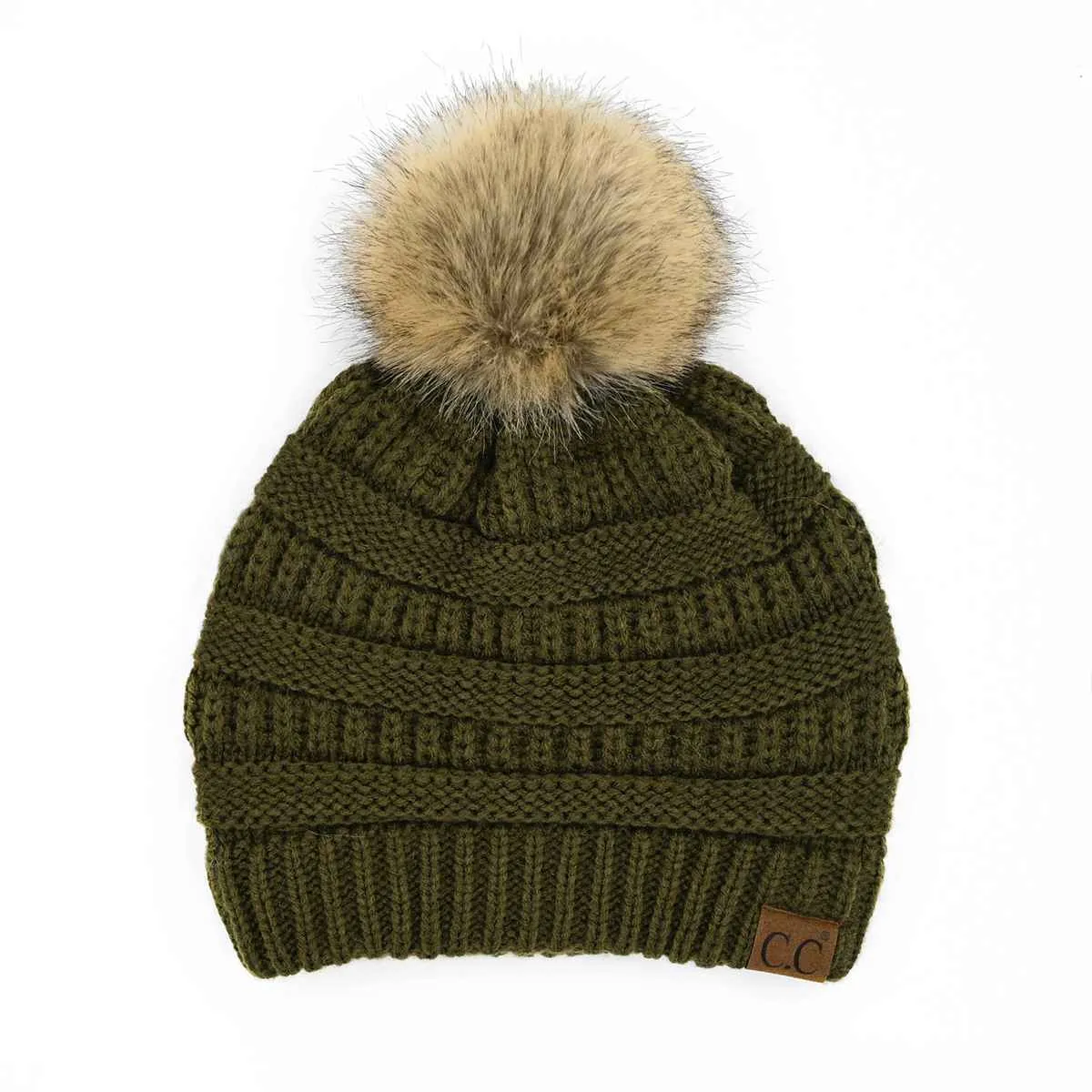 HAT43 Mia Knit Fur Pom Beanie