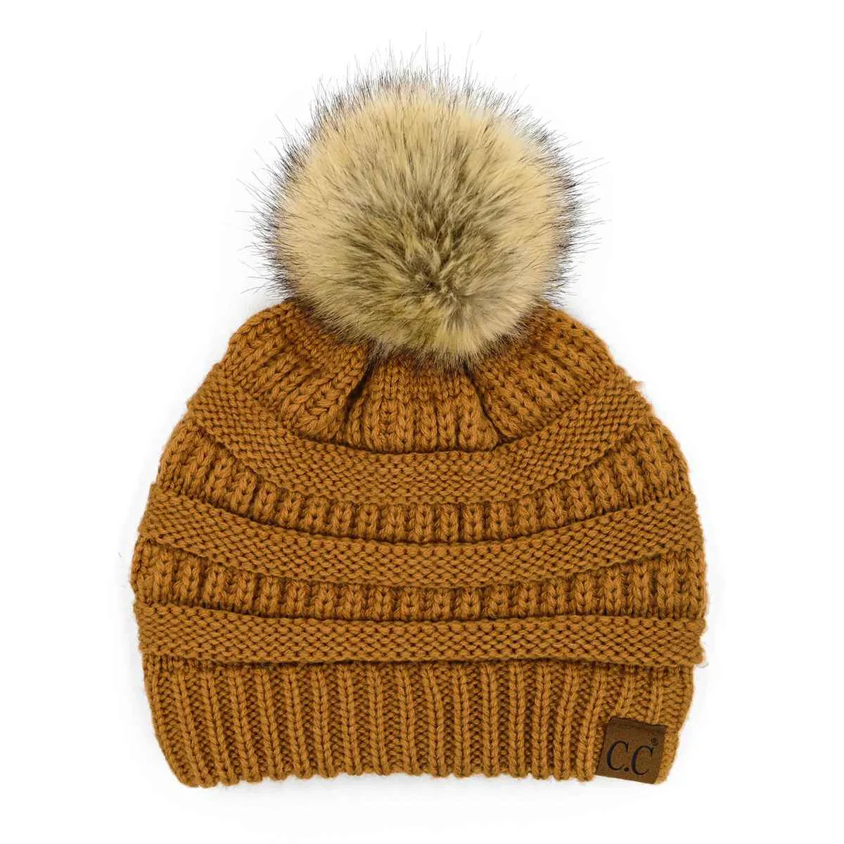 HAT43 Mia Knit Fur Pom Beanie