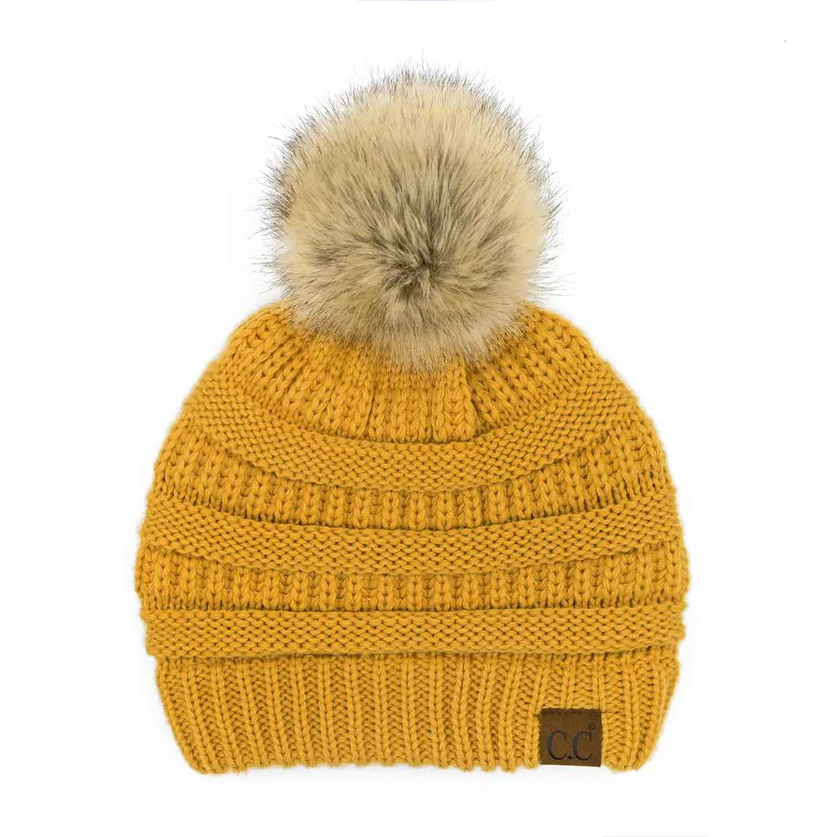 HAT43 Mia Knit Fur Pom Beanie