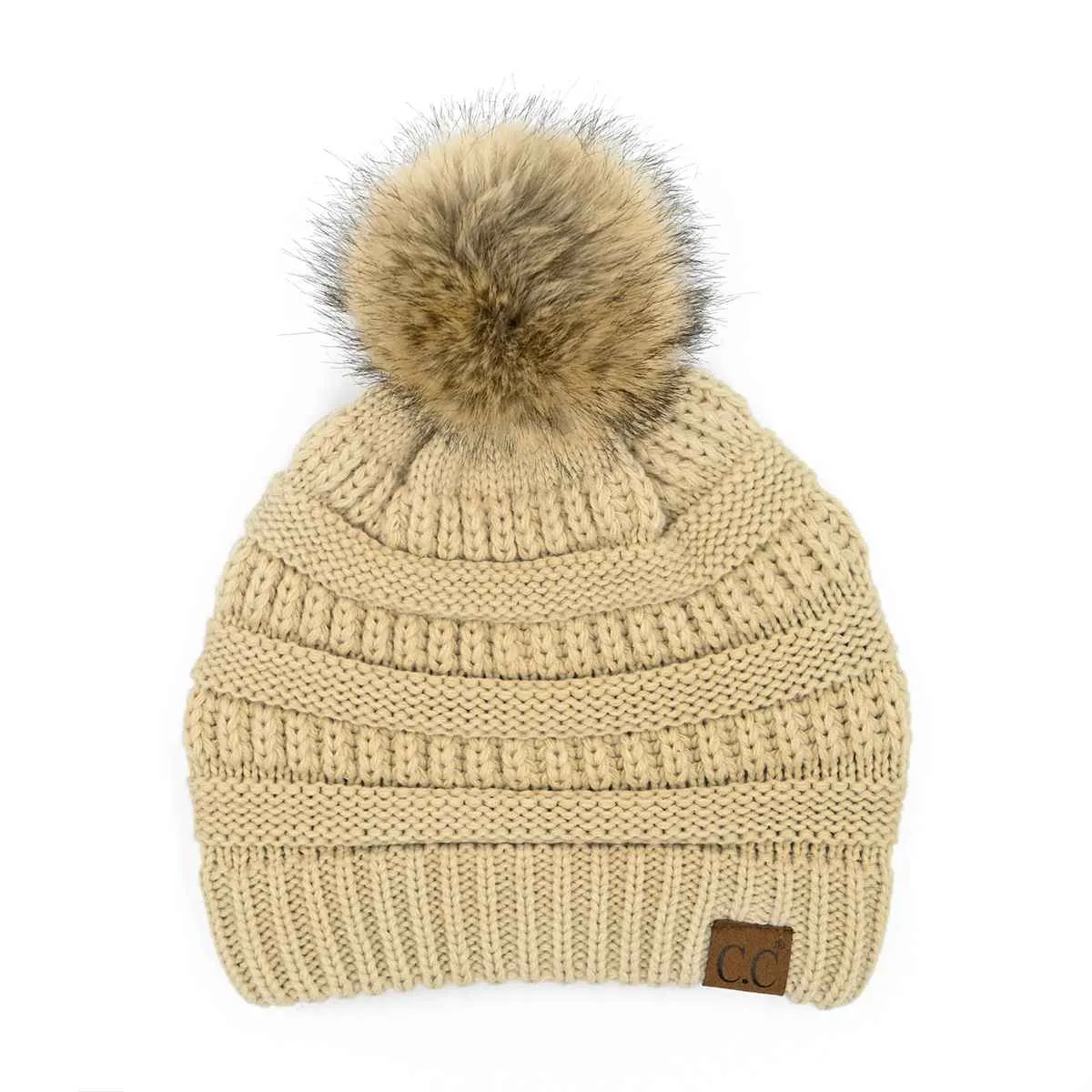 HAT43 Mia Knit Fur Pom Beanie