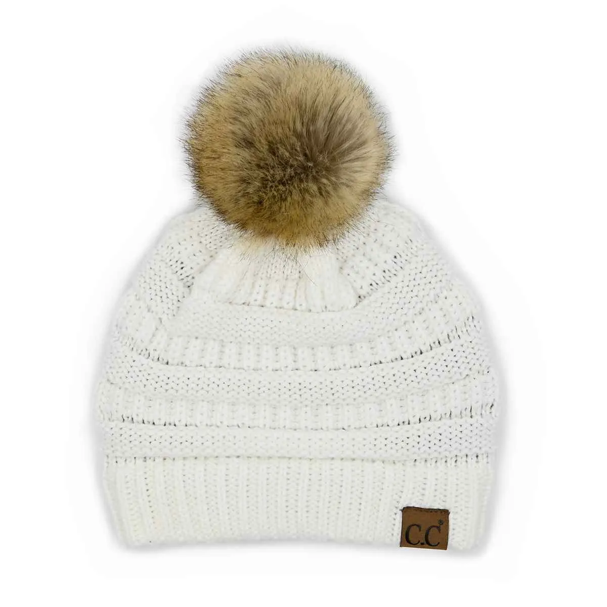 HAT43 Mia Knit Fur Pom Beanie