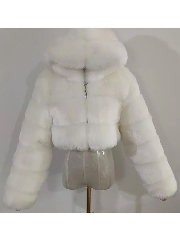 Hooded Faux Fur Bubble Coat