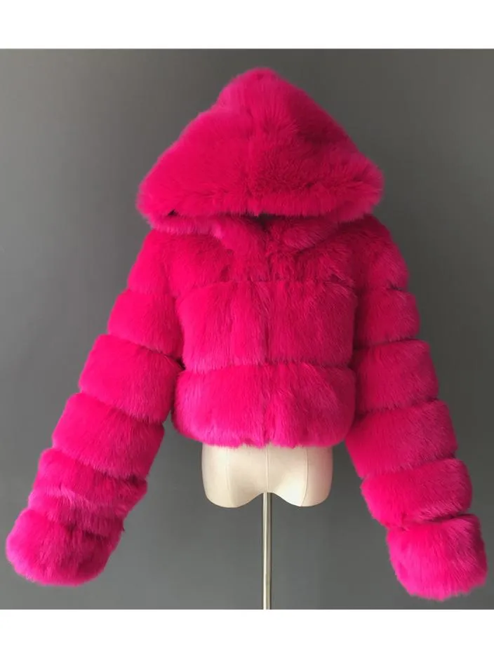 Hooded Faux Fur Bubble Coat