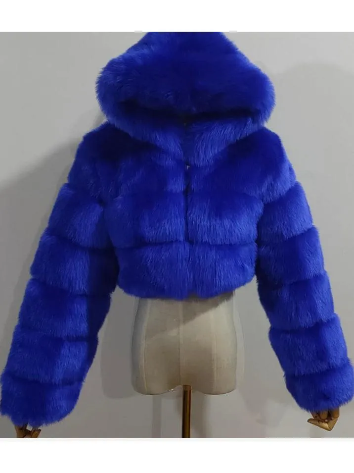 Hooded Faux Fur Bubble Coat