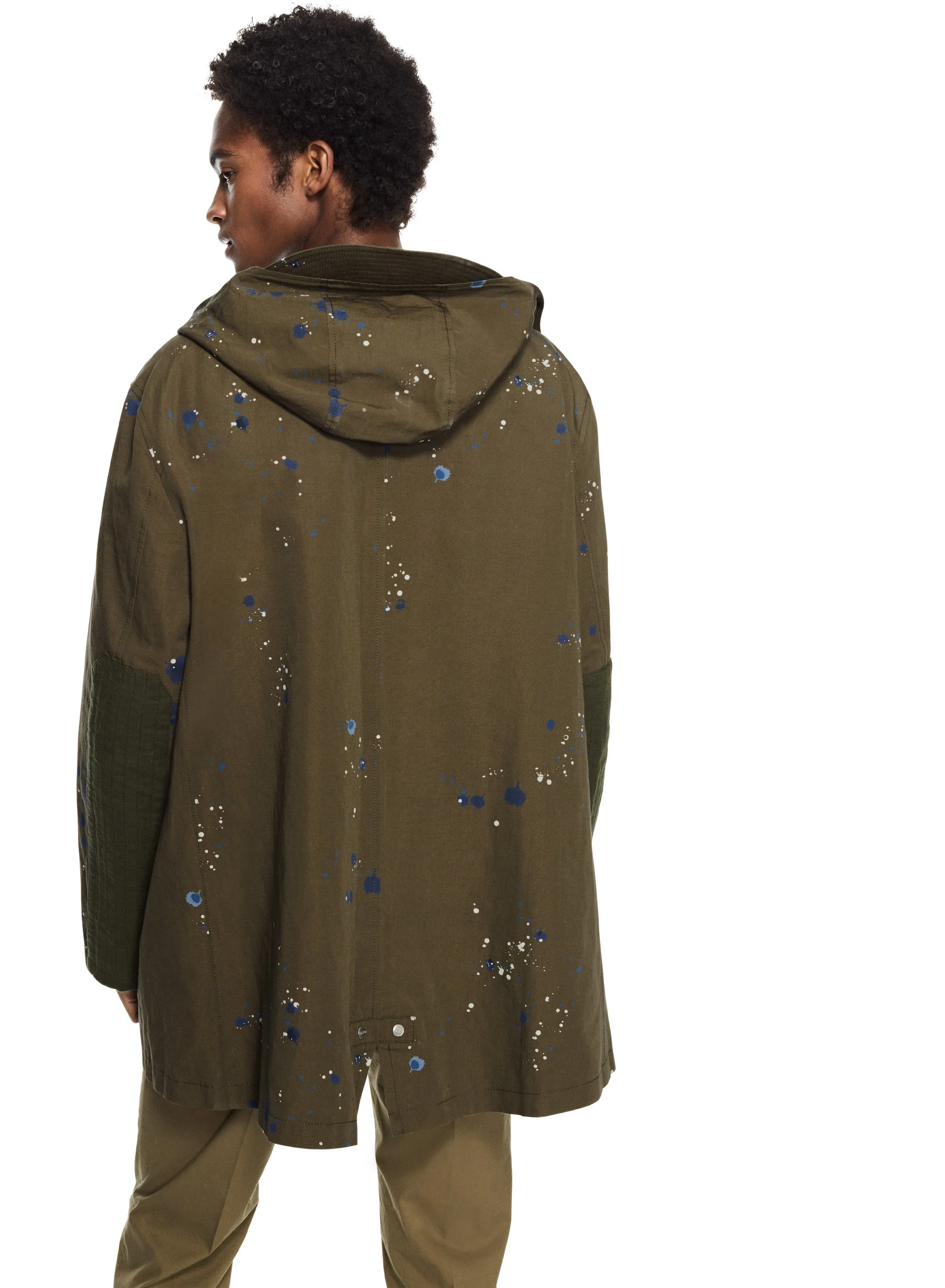 Linen-Blend Paint Splattered Parka