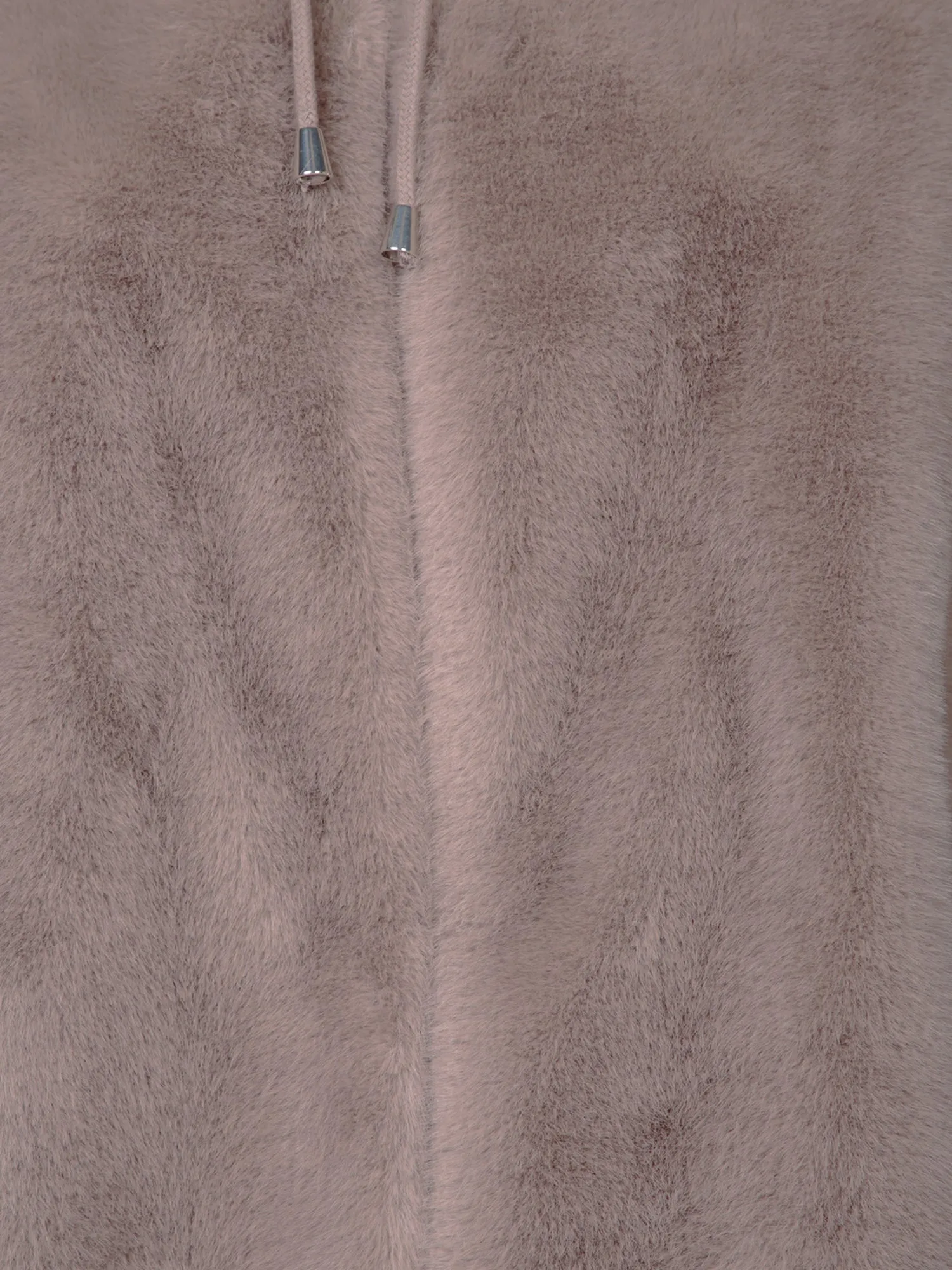 Long Taupe Faux Fur Parka