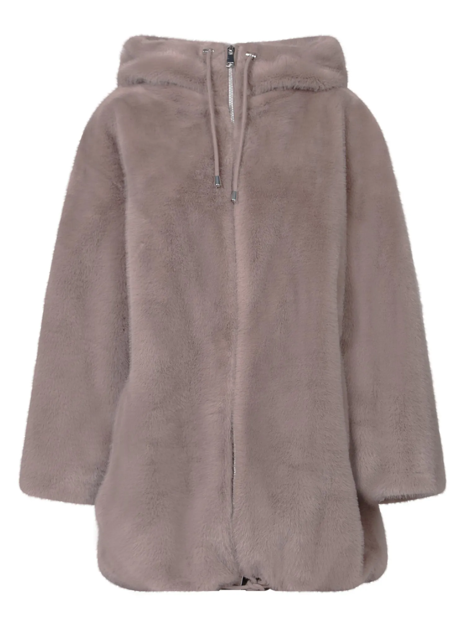 Long Taupe Faux Fur Parka