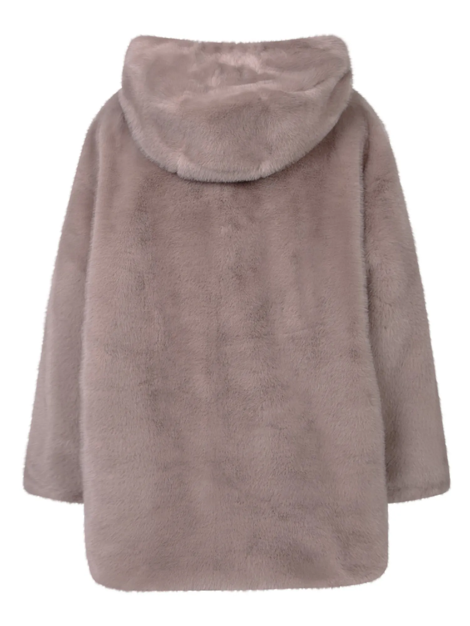 Long Taupe Faux Fur Parka