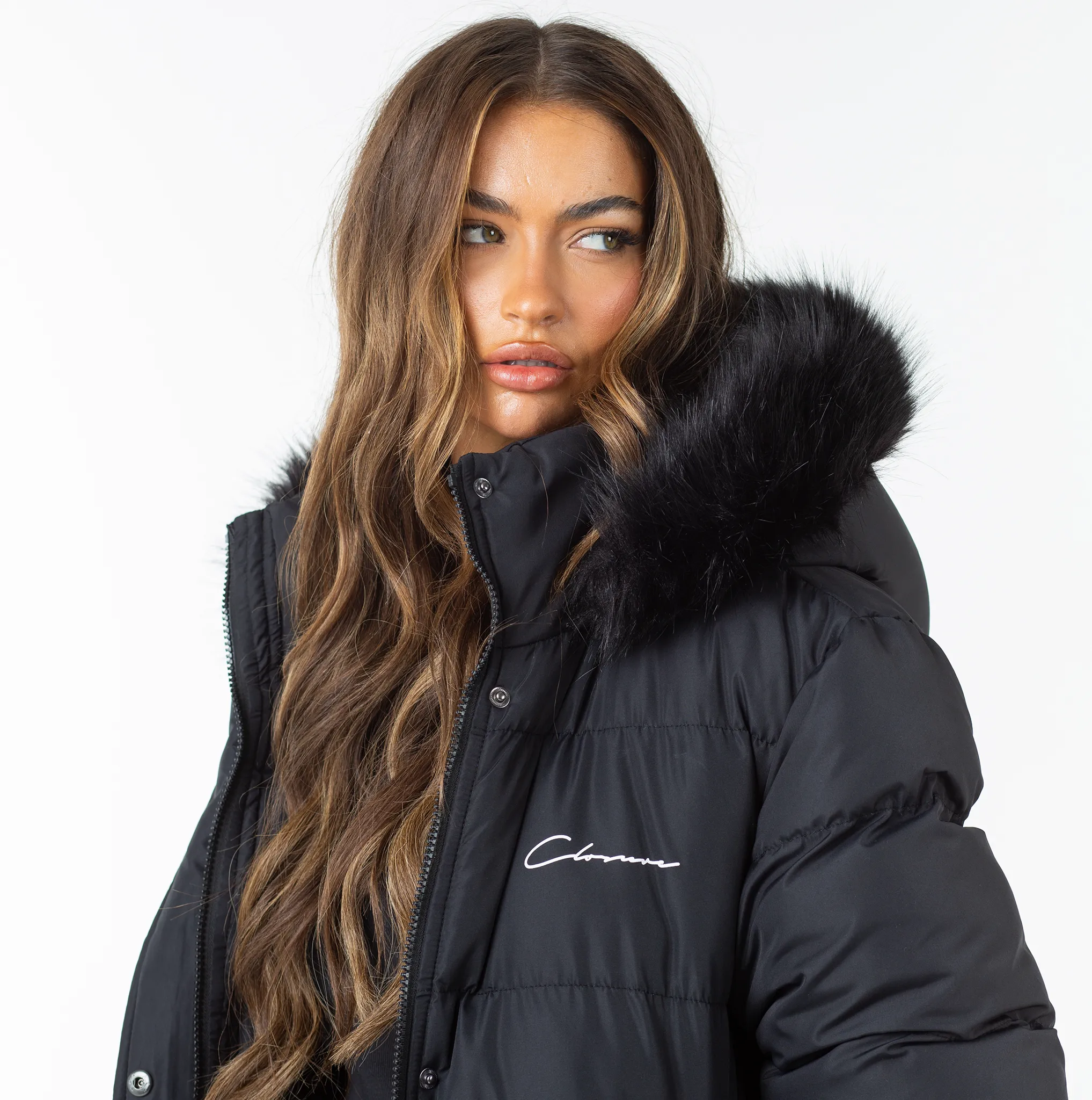 Longline Faux Fur Parka | Black