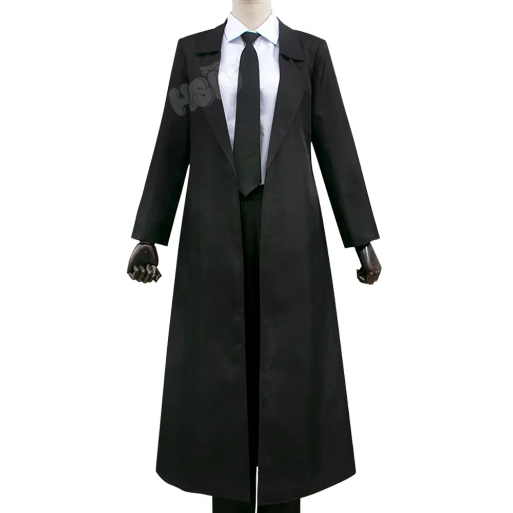 Makima/Power black trench coat   white shirt   trousers   tie Cosplay Uniform Chainsaw Man